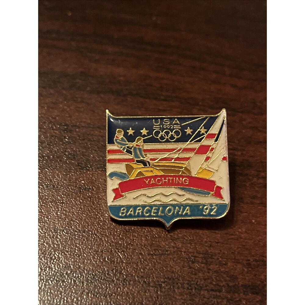 Vintage Olympic Games 1992 Barcelona Team USA Yachting Lapel Hat Pin